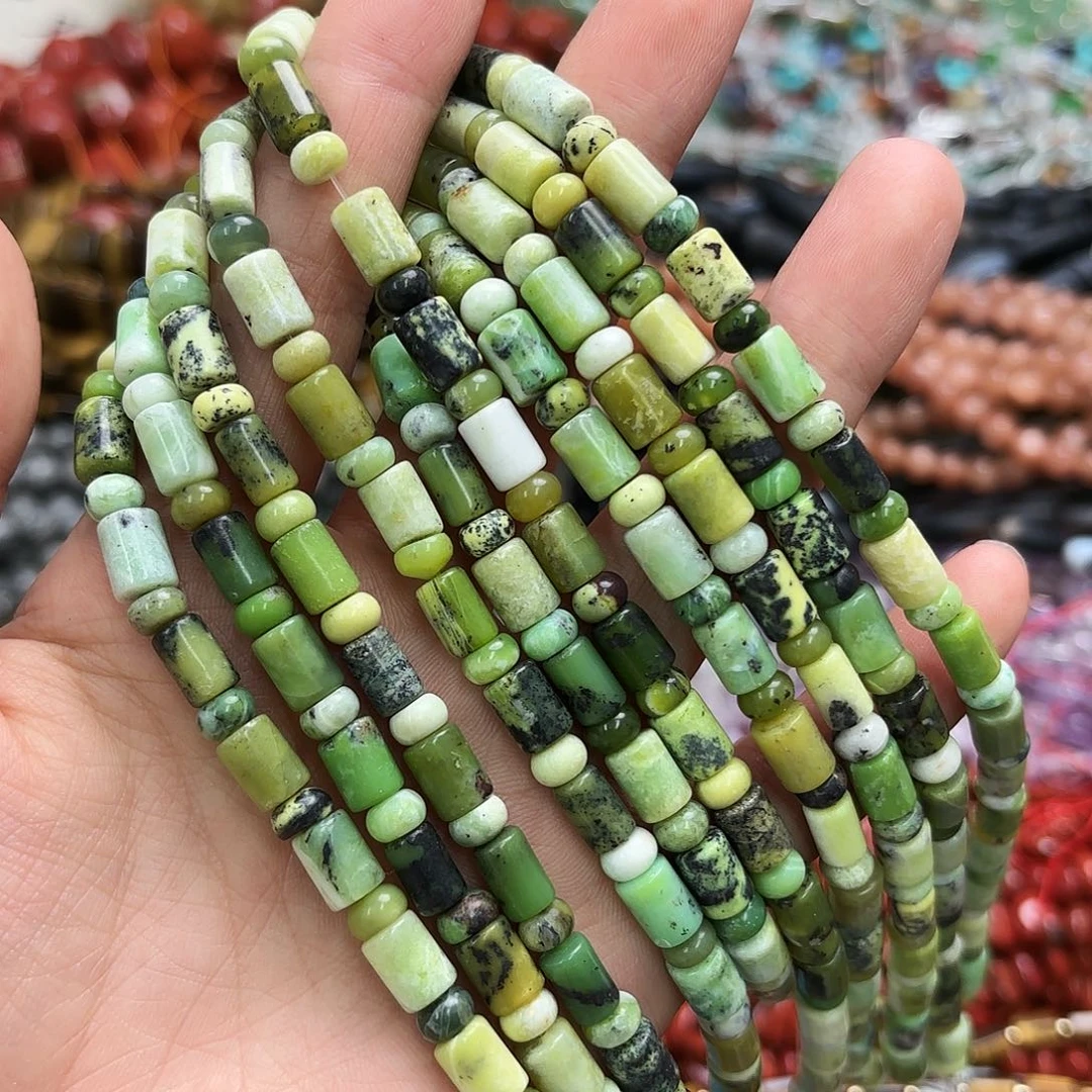 未镶嵌玛瑙/玉髓珠宝半成品6×8绿奥宝柱子加算盘一条