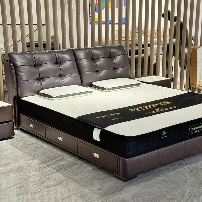 SIBIN/思彬储物床抽屉真皮床收纳意式双人床主卧高箱现代秋雨床