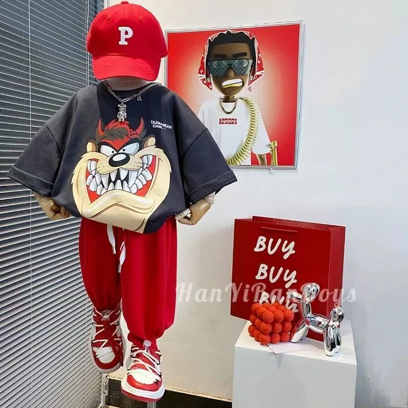 儿童卡通短袖t恤男童夏季上衣新款宝宝中小童帅气夏装打底衫宝宝