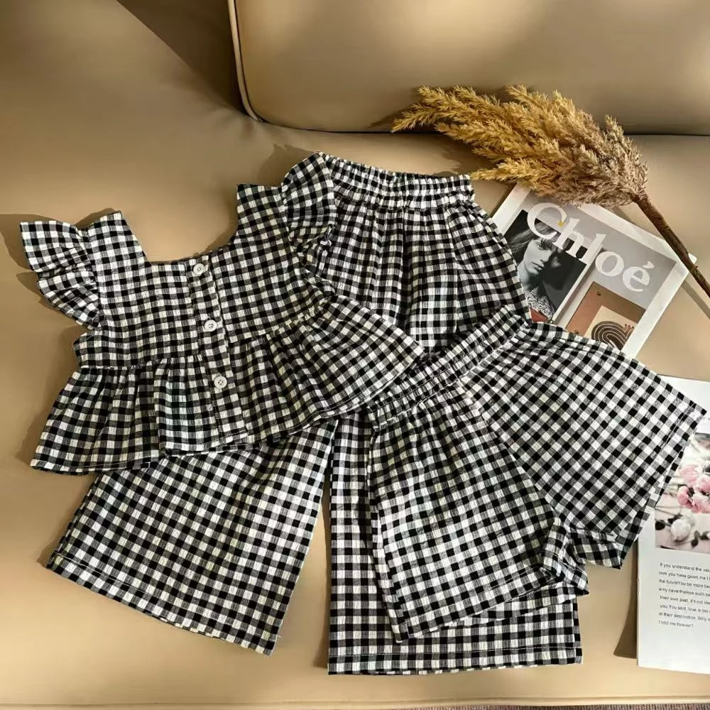 女孩夏天2025新款儿童韩版气质洋气短袖女宝时髦衣服潮服时尚黑白