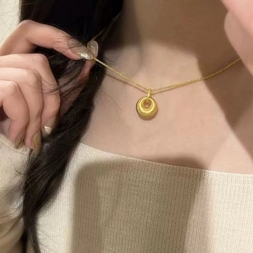 钛钢项链 复古小金坨吊坠项链肖邦链高级轻奢女