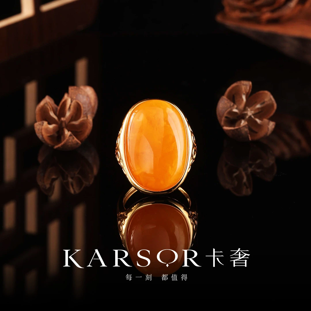 S925银 老蜜蜡戒指 J2249