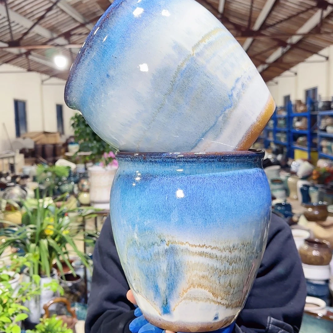 紫砂花盆高21口19