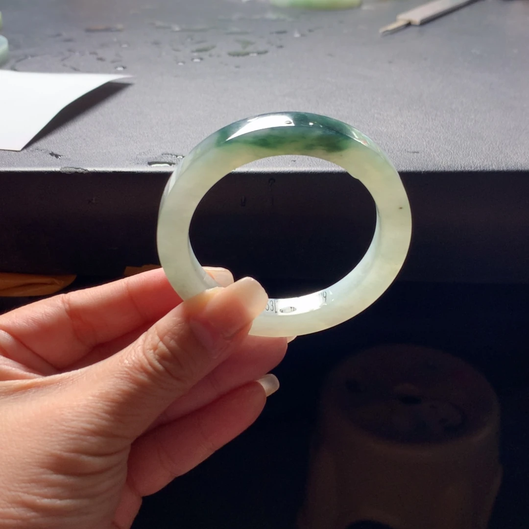 定制翡翠未镶嵌翡翠手镯52_53圆