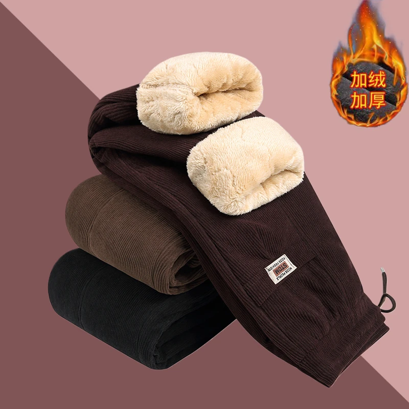 中年冬季裤子女加绒加厚羊羔绒妈妈保暖棉裤外穿中老年宽松长裤女