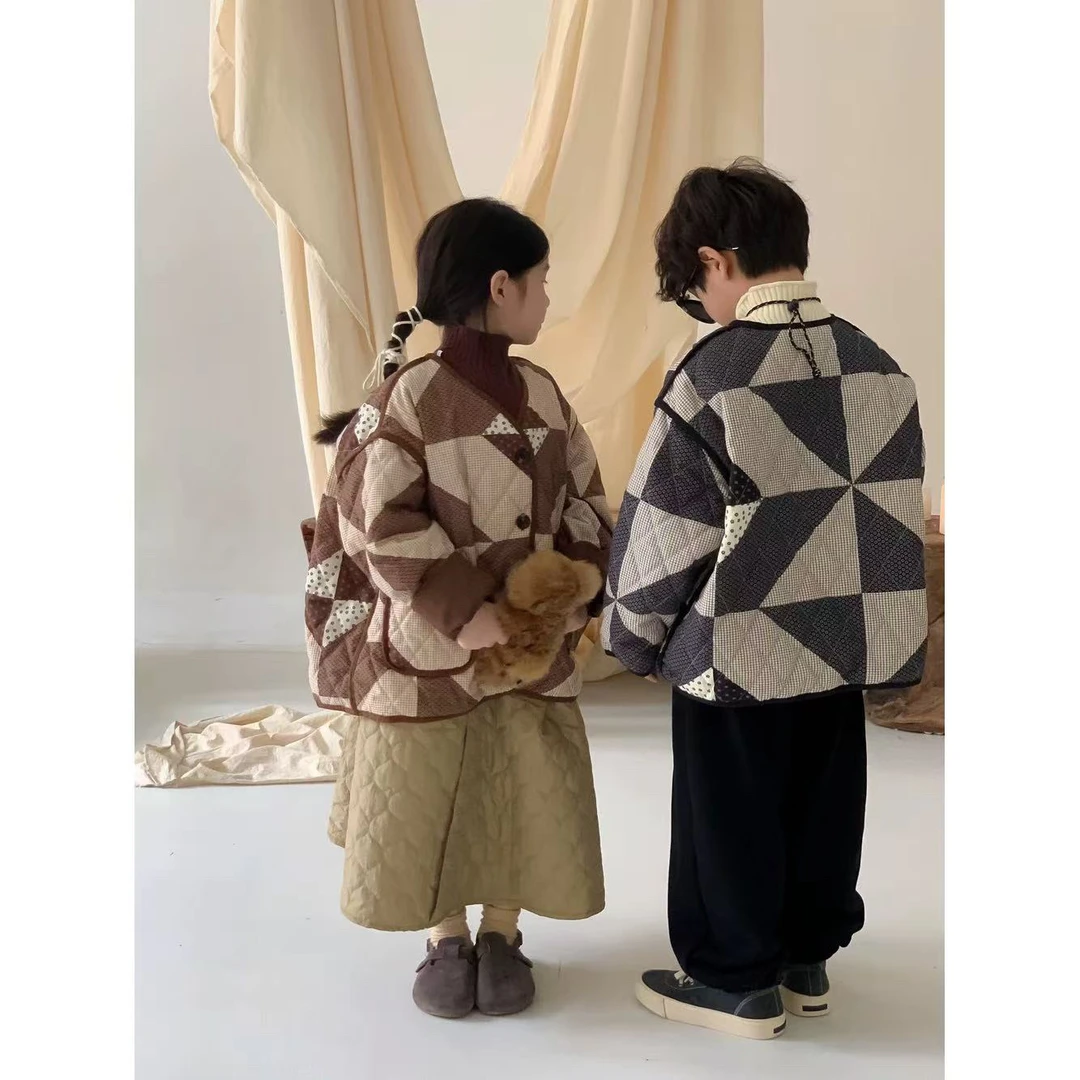 秋冬韩系男女童加厚休闲圆领棉服外套