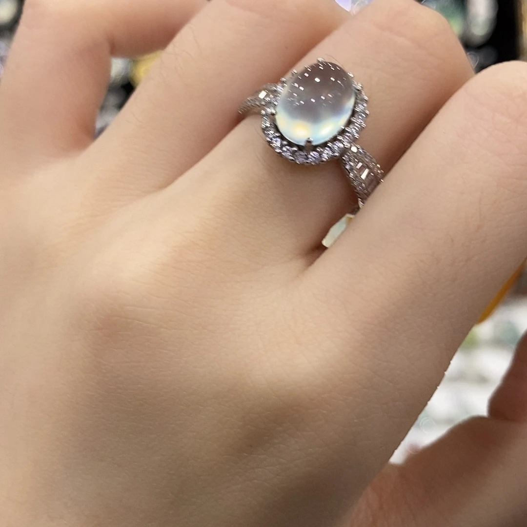 蛇纹石玉银S925镶嵌戒指