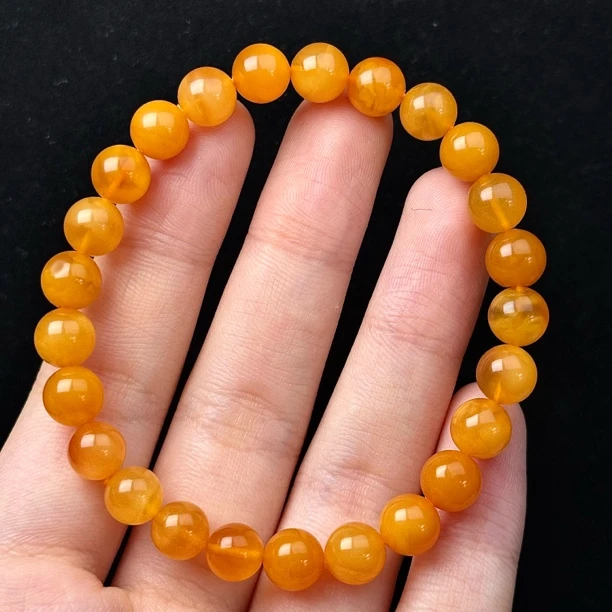 G2061天然蜜蜡 鸡油红手串 7.8mm支持复检