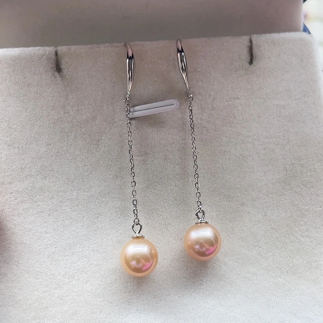 淡水珍珠银S925镶嵌耳饰