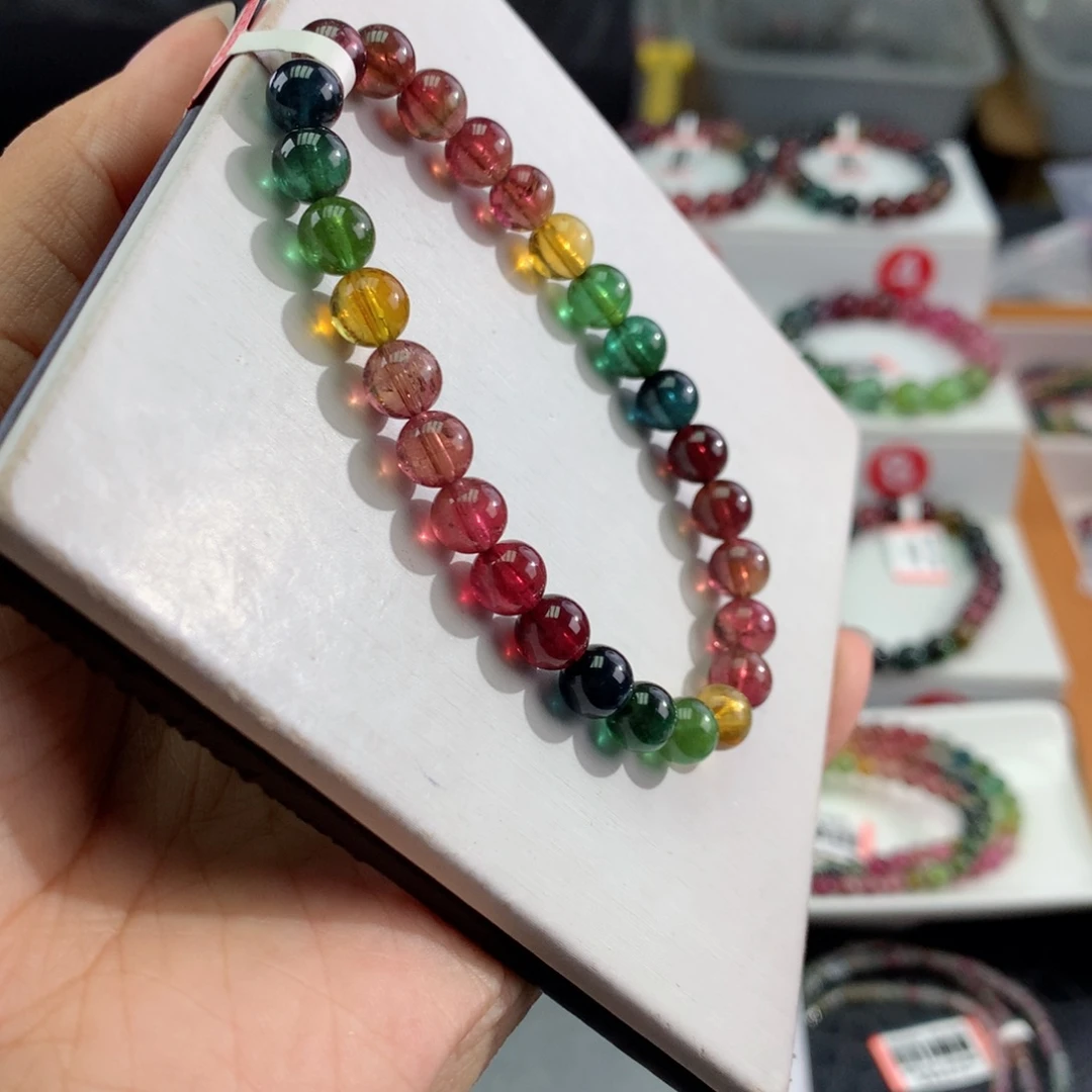未镶嵌碧玺手链  7mm。