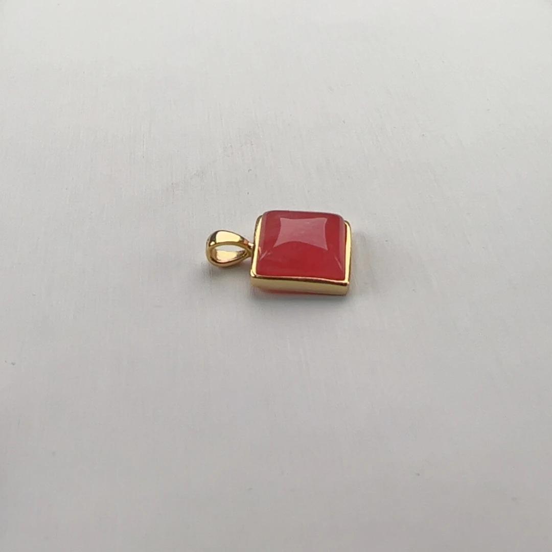 菱锰矿（红纹石）银S925镶嵌吊坠(赠链)