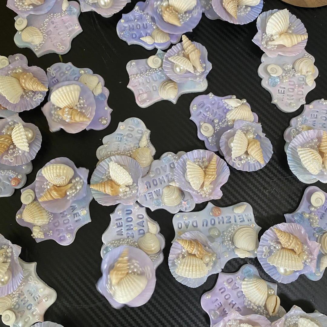 会旋转的贝壳冰箱贴手工黏土冰箱贴贝壳手工独创黏土冰箱贴