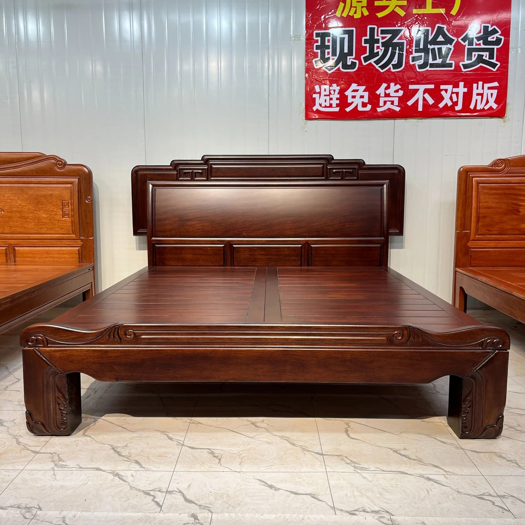 6088高定4个大脚款工厂直营红木款式大床古典新中式雕花主卧婚床