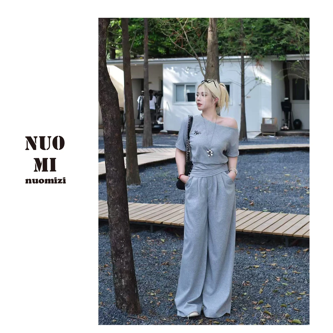 ZOZ糯米子[糯感日常裤]韩系高级感阔腿裤休闲运动风时尚显瘦长裤