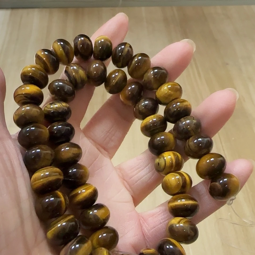 玛瑙/玉髓合金珠宝半成品虎眼12mm算盘一条