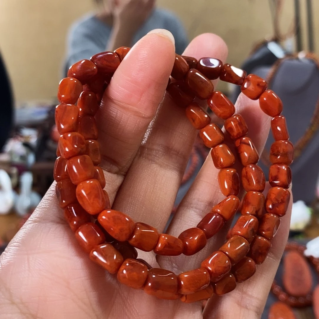 未镶嵌多圈6m m原矿南红玛瑙＂**娟