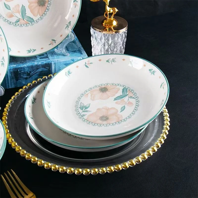 【6只装】7英寸夏末盘子釉下彩陶瓷餐具