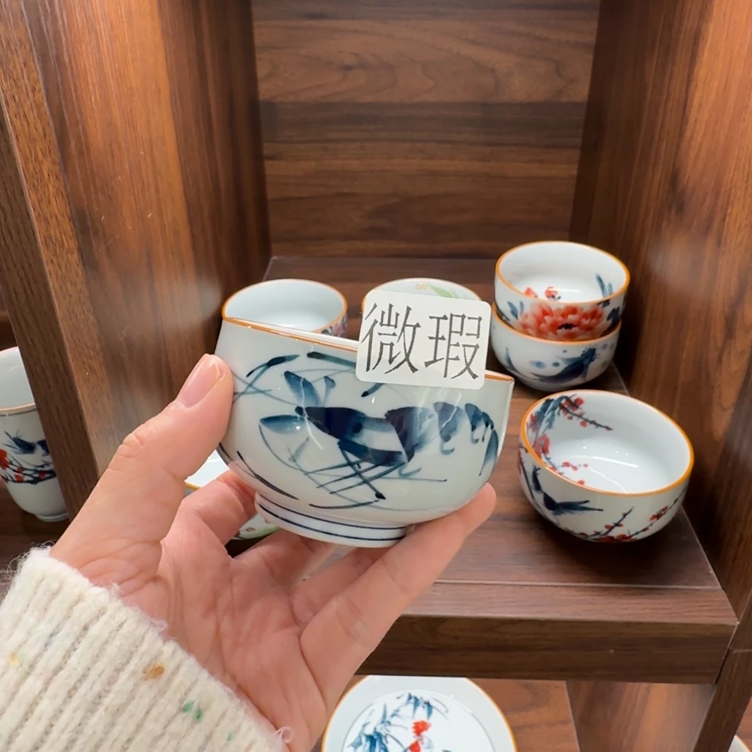 釉下手绘茶具微瑕