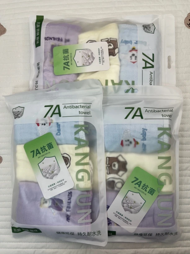 【7A抗菌竹荷罗纱童巾】新生儿六层竹棉宝宝洗脸洗澡巾超软高密亲肤