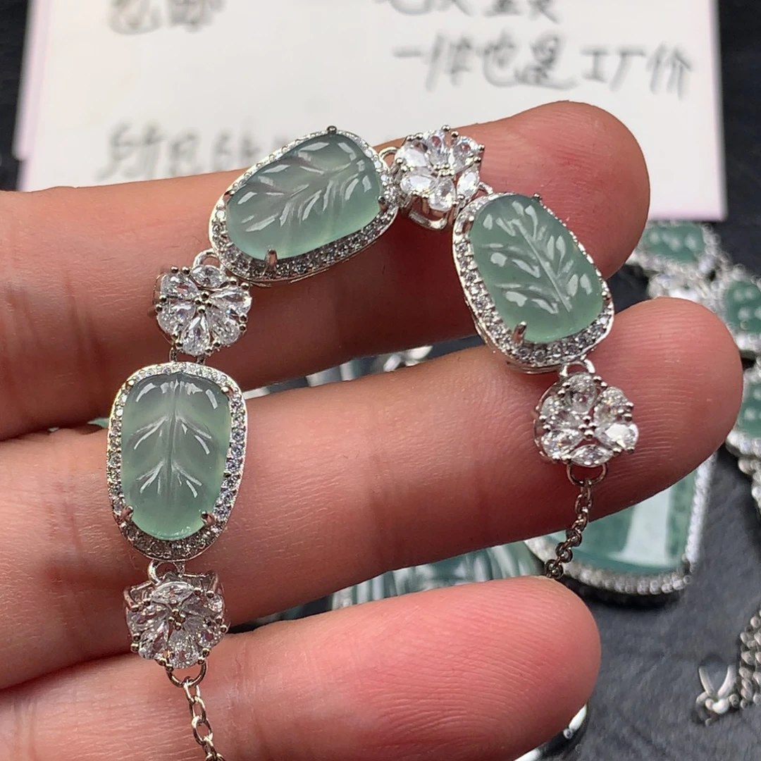 颈饰未镶嵌翡翠叶子手链