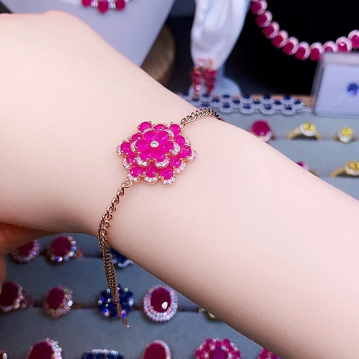 手链红宝石银S925镶嵌