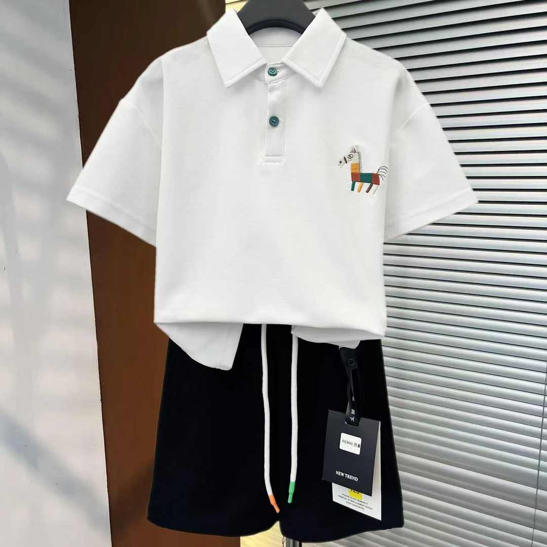 【唛卡牛牛专属】男童夏装2025新款儿童装男大童韩版POLO夏款两件套