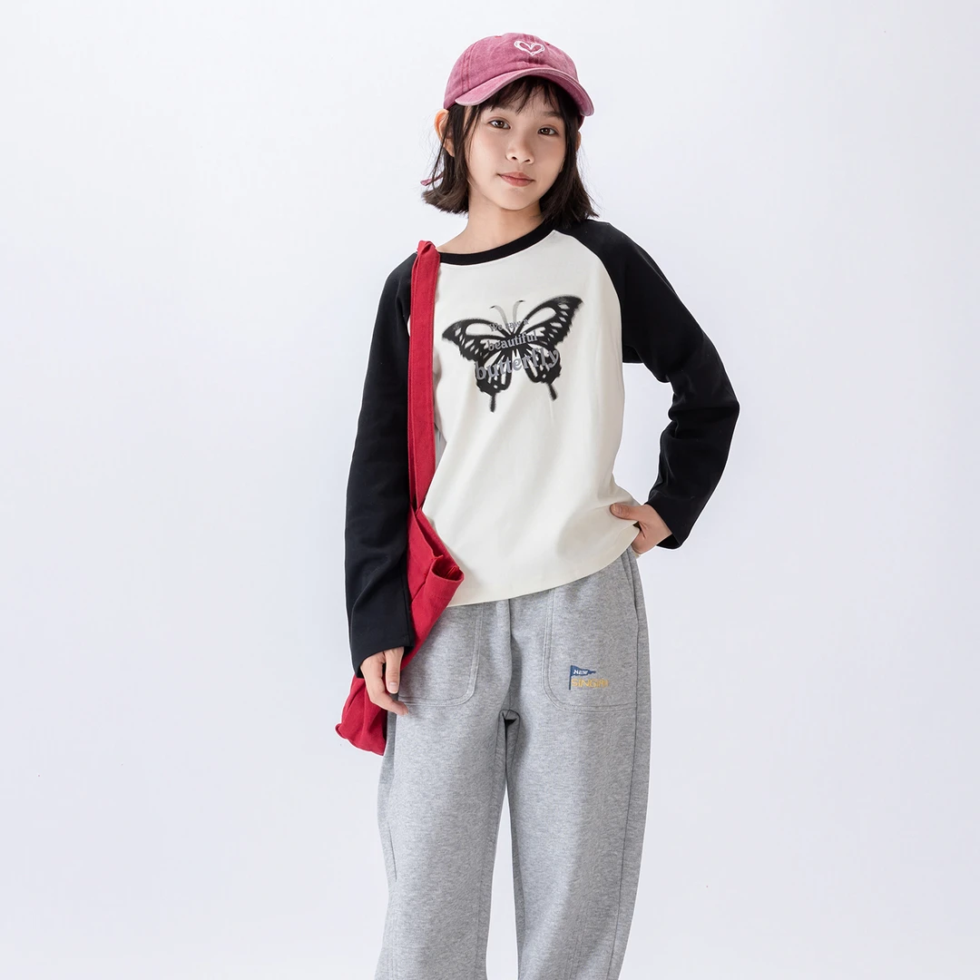 Singira春秋吸汗长袖女童插肩T恤童装休闲卫衣上衣