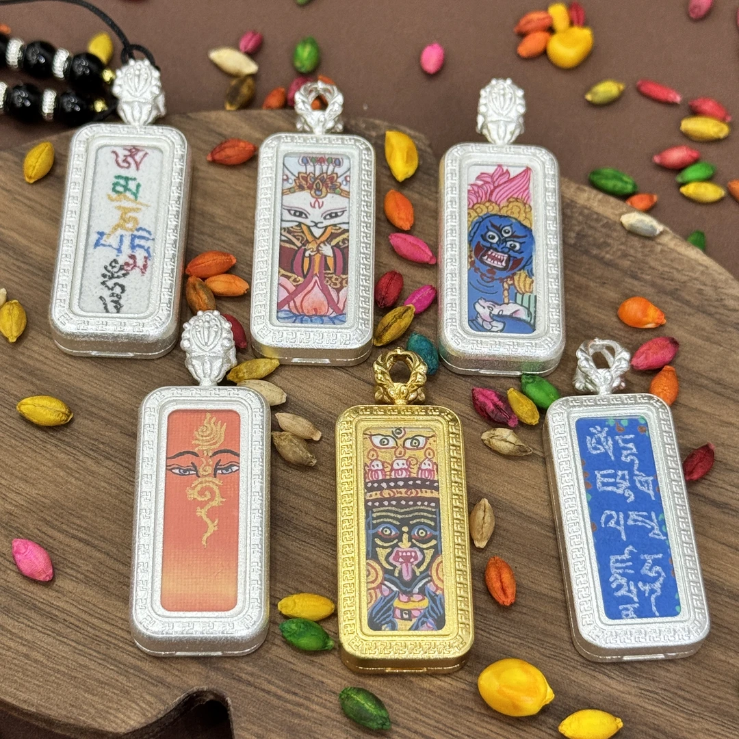 【正晖藏传】小长条扎基拉姆/黑财神/凤九/六字真言手绘唐卡