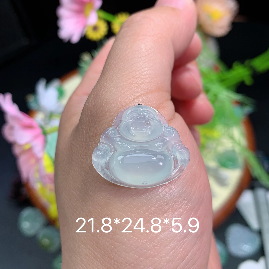 缅甸翡翠A货冰种佛公奇挂件水润百搭精冰高冰精冰透雕刻玉石百搭