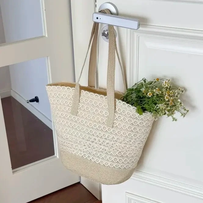 蕾丝ins风韩系草编包织包女2025海边度假沙滩包大容量肩水桶包女