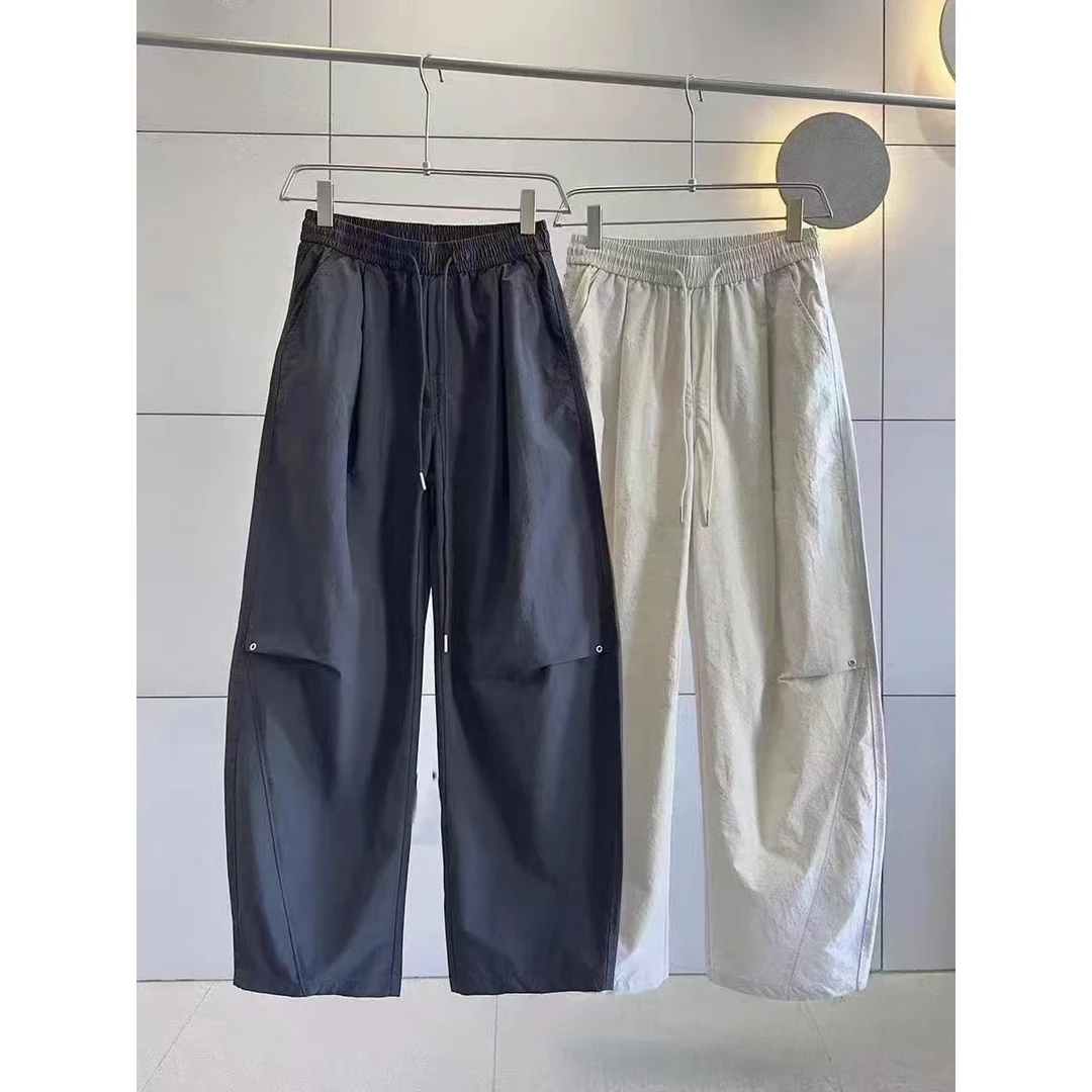 25-330夏季新款纯色休闲裤立体剪裁弯刀机能阔腿裤