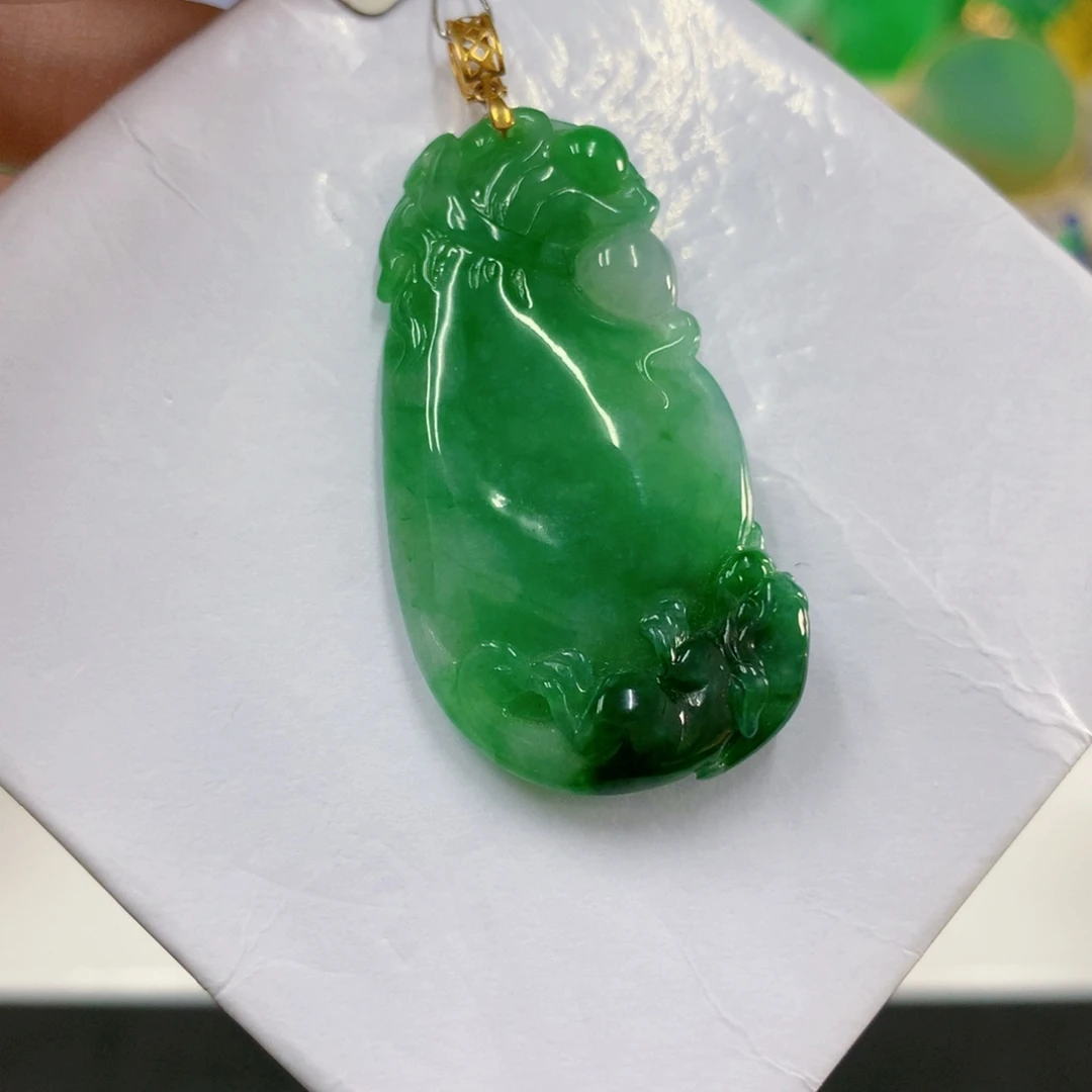 翡翠18K金镶嵌吊坠(不含链)