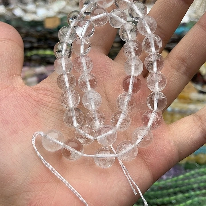 玛瑙/玉髓未镶嵌珠宝半成品一条10mm左右白水晶带棉