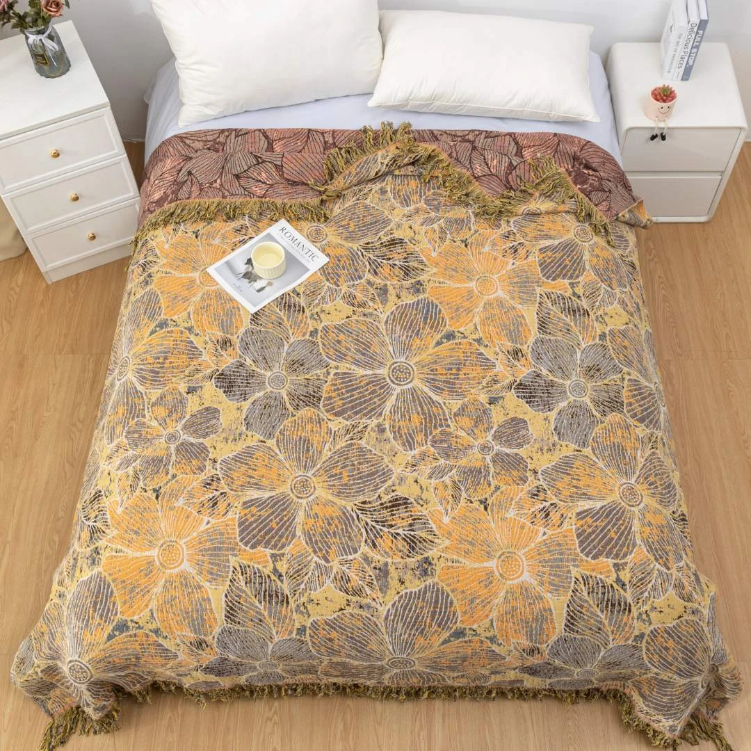 【漫野】2.0*2.3M高端100%棉A类柔软亲肤可机洗复古美学奢华流苏毯