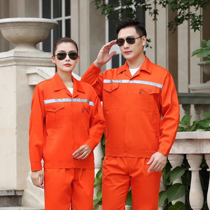 纽扣春秋双反光条长袖工作服士工地耐磨工厂汽修劳保