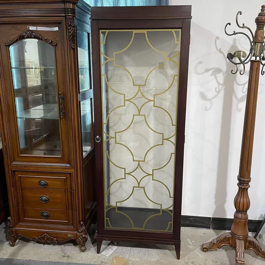 (68*45*191)奥克维尔美式纯实木桃花心木客厅单门酒柜-FY2002