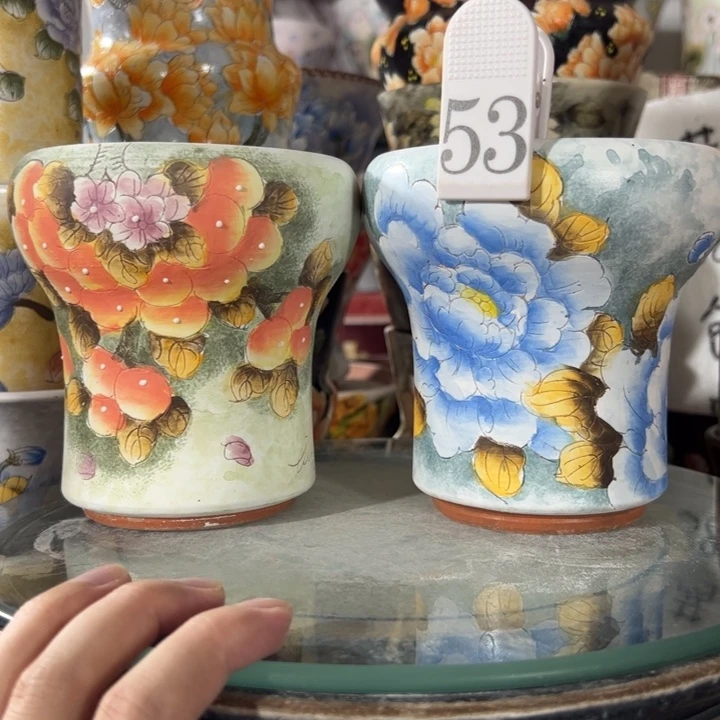 景德镇手绘花盆满38包邮偏远地区除外