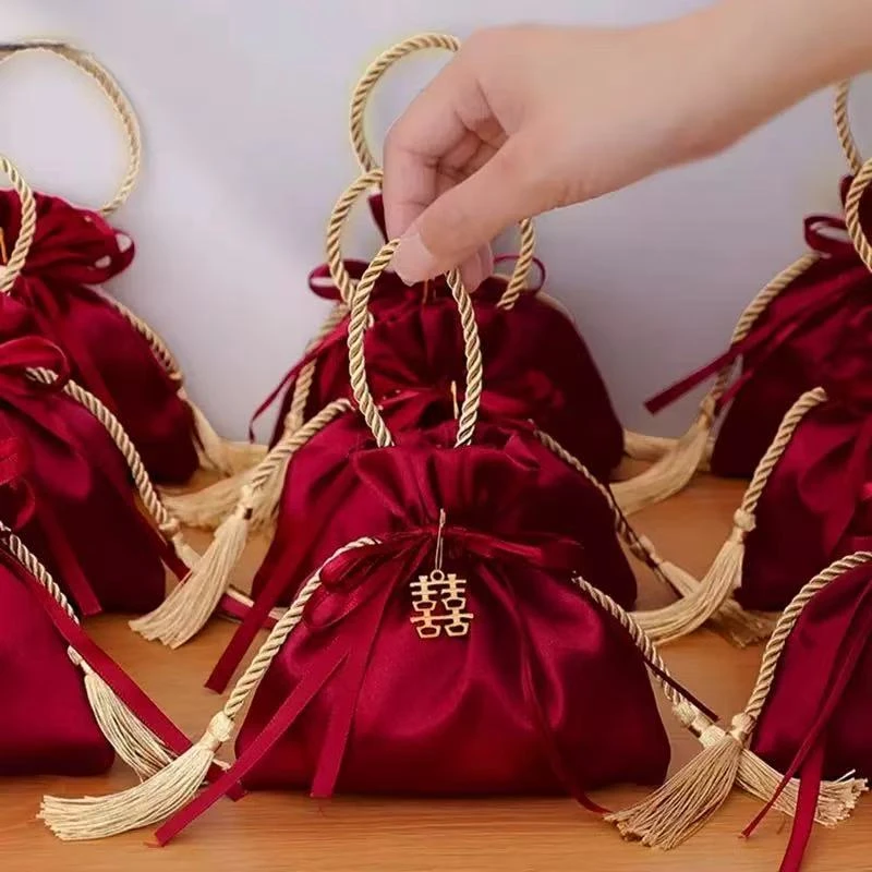 新款中式喜糖袋结婚专用锻布糖果袋婚礼手提瓜子喜糖袋子包装2026