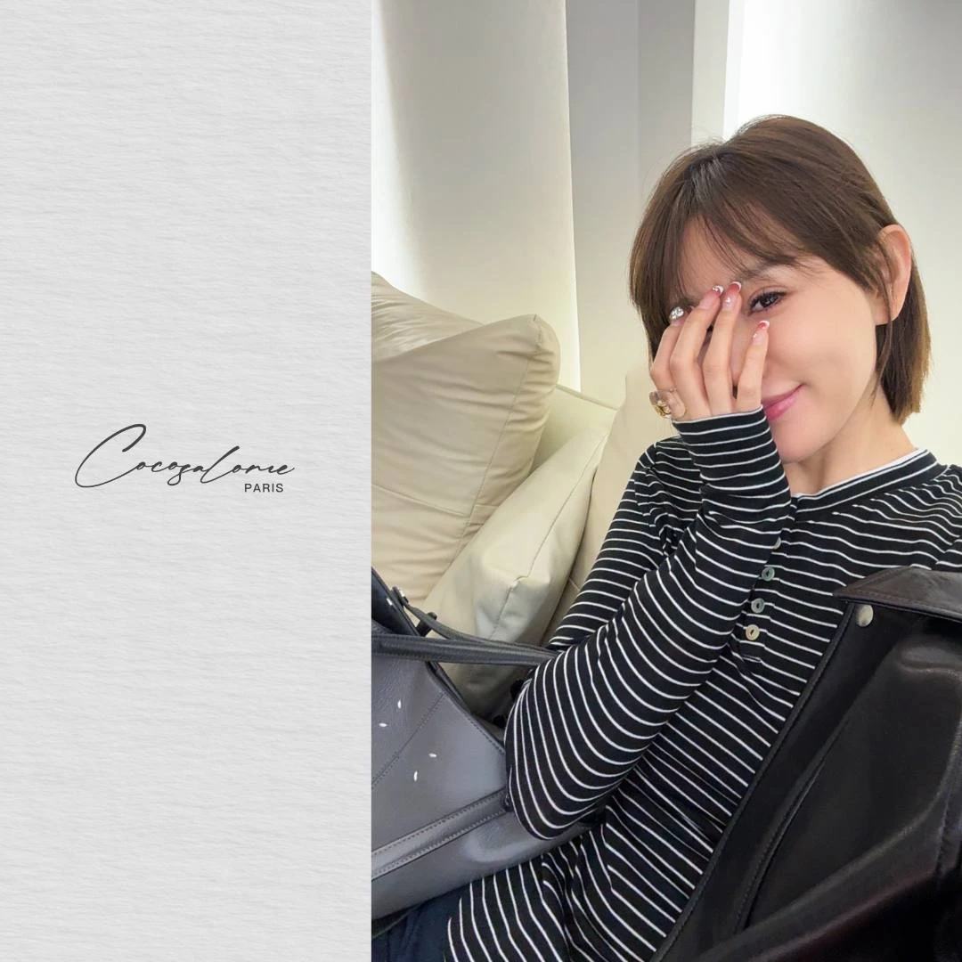 韩彬彬"条纹故事"天丝羊毛夏日穿搭条纹慵懒风长袖打底衫0702-10