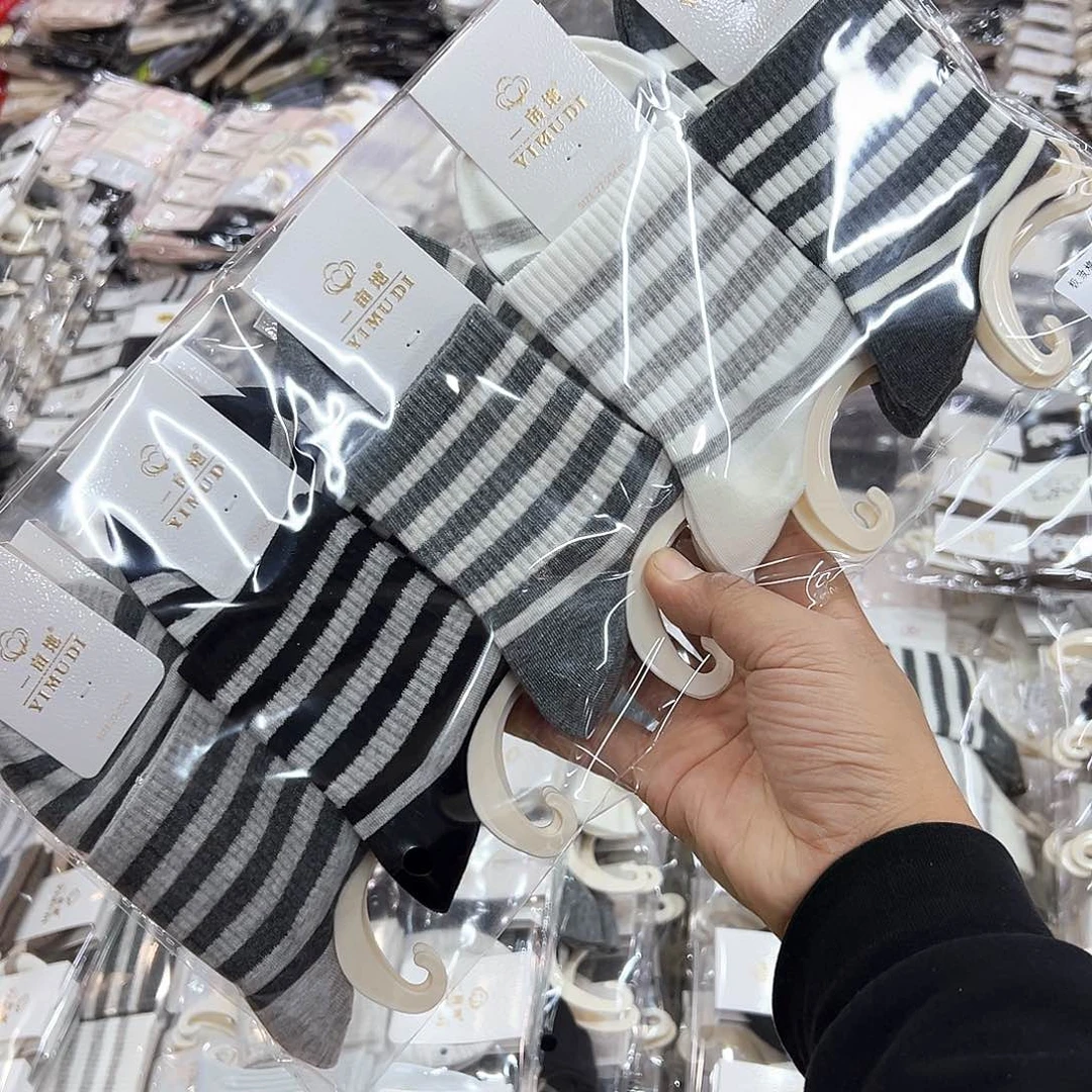 长绒棉女士条纹款一包10双