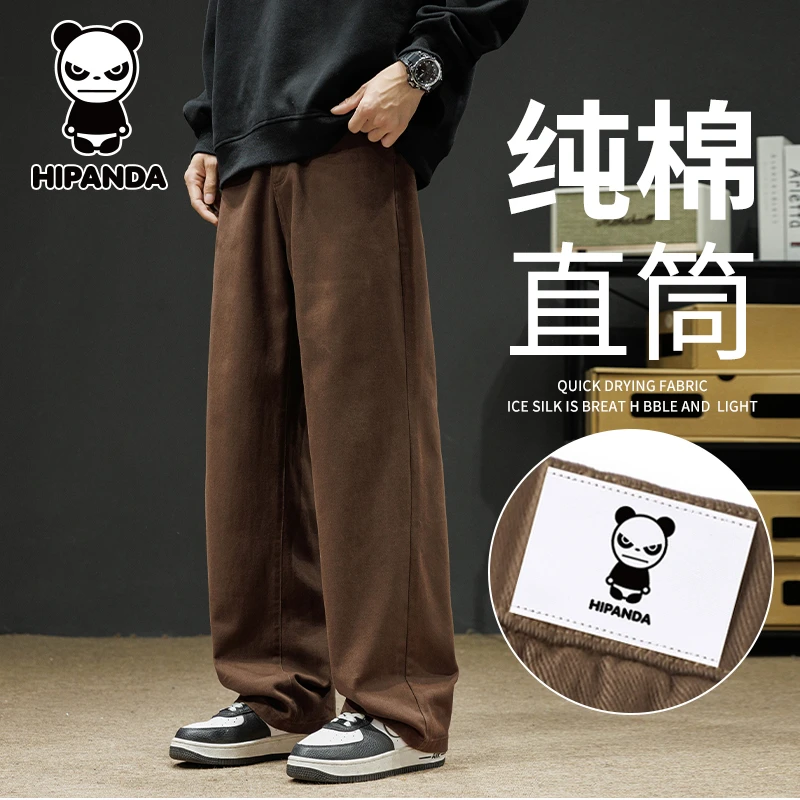 HiPanda你好熊猫潮牌工装裤秋季百搭宽松直筒美式复古休闲裤男士