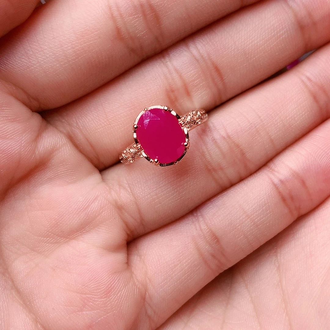 红宝石戒指银S925镶嵌