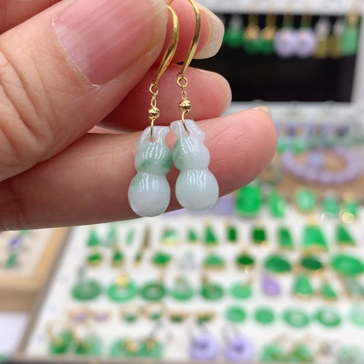 翡翠18K金镶嵌耳饰