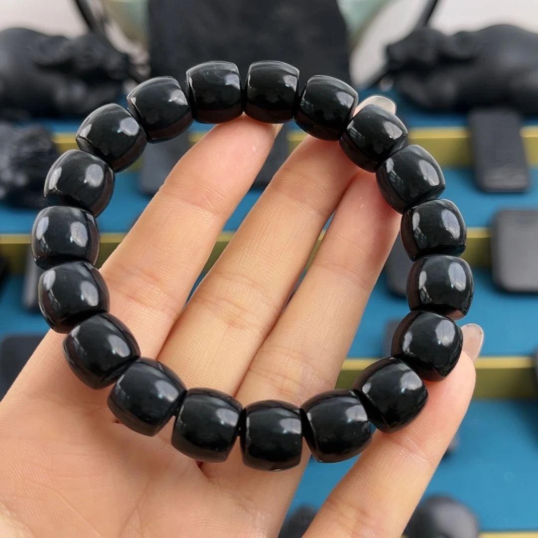 和田玉（墨玉）12mm直切未镶嵌