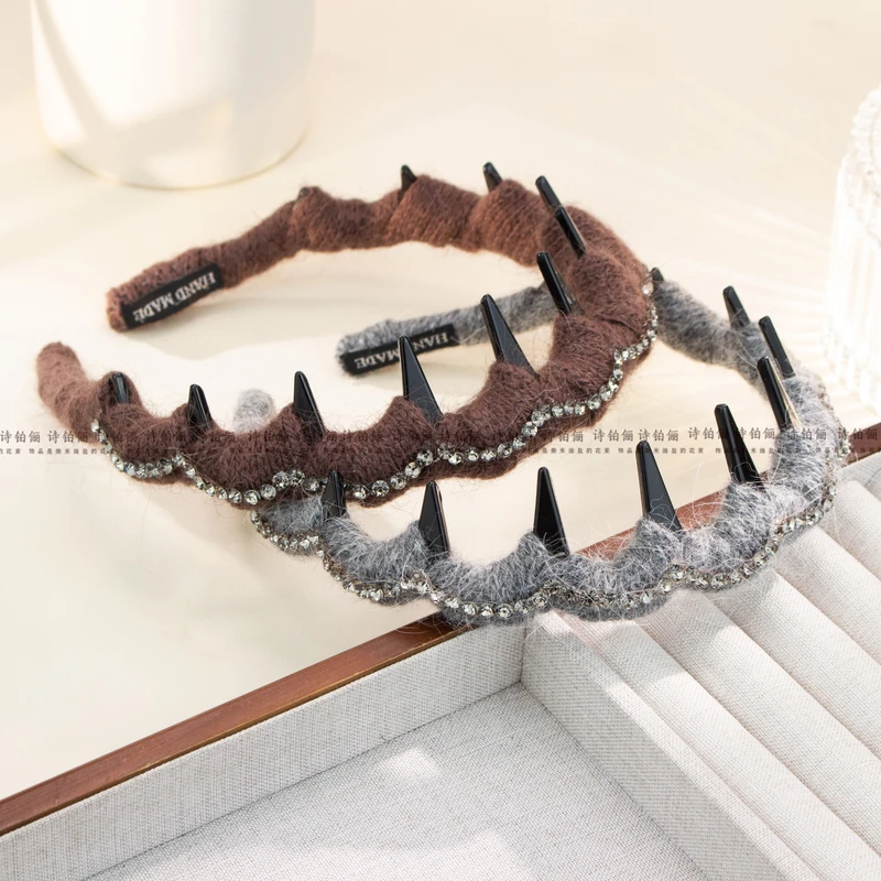 温暖秋冬必备水钻针织复古气质发箍女日韩头饰原创设计SG2365