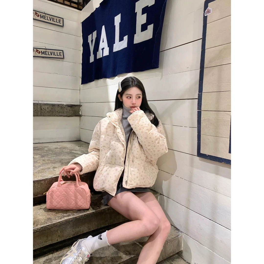 冬季新款爆款加厚棉服外套女 韩版小碎花宽松百搭慵懒面包服