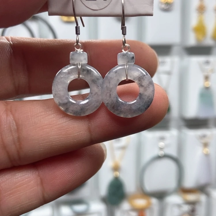 【闪购商品】翡翠耳饰银S925镶嵌耳饰