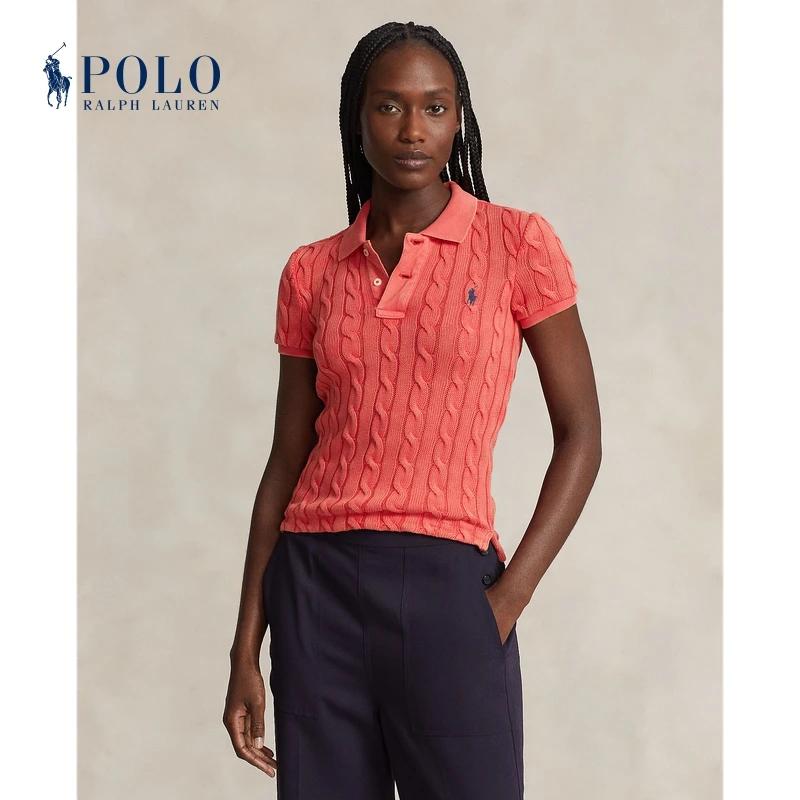 Ralph Lauren/拉夫劳伦女装 经典款修身版型棉质绞花编结针织衫