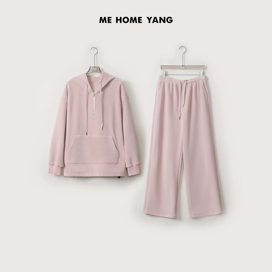 ME【开心果套装】双面摇粒绒连帽两件套显瘦百搭套装MEQA3480双面绒