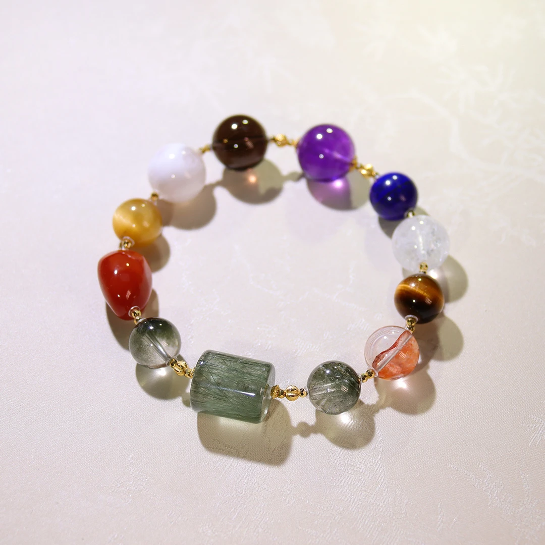 <生生不息五行>多宝卡9-12mm水晶手串+18K金